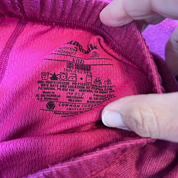 Patagonia Girls Base Layer Pants Capilene 3 Midweight Berry Pink Large 12 - Picture 5 of 8